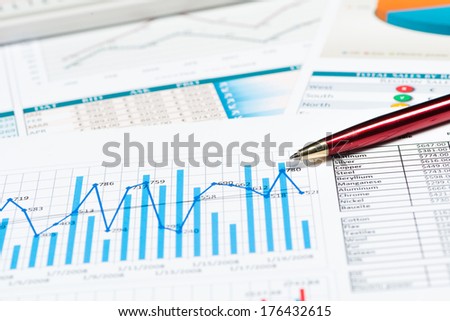pen and successful growth charts. business still life