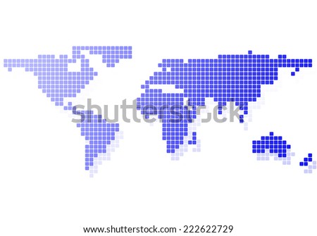 Conceptual image with world map on white background