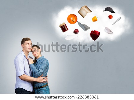 Young couple dreaming about future successful life
