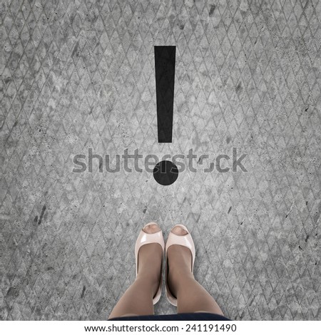 Top view of businesswoman feet standing at crossroads