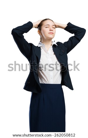 Young businesswoman dreaming isolated on white background