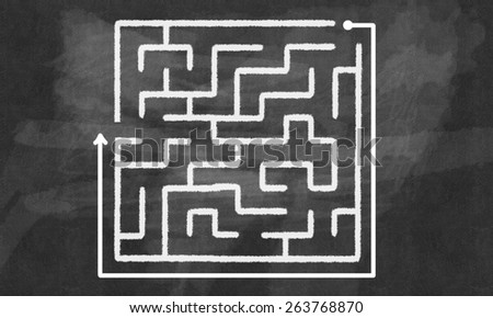 Conceptual image with hand drawn labyrinth pattern