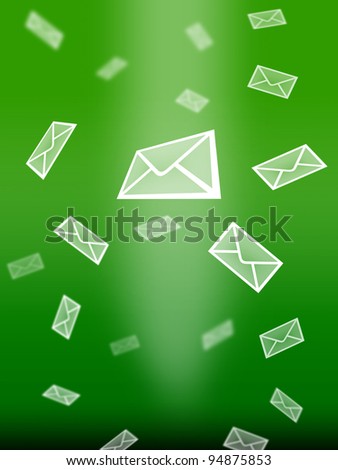 Green background, with white postal mail