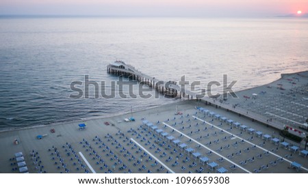 Aerial view of a Modern Pier in Lido di Camaiore, Lucca,Italy Foto stock © 