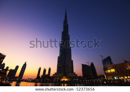 DUBAI - MARCH 31: Burj Khalifa is the tallest building in the world reaching over 800 meters, 31 march 2010 in dubai, UAE