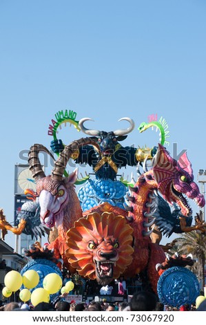 VIAREGGIO, ITALY - MARCH 8  Carnival float  with an oriental subject during the famous Carnival of Viareggio  on march 6, 2011 in Viareggio, Italy