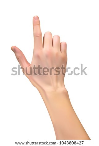 Realistic 3D Silhouette of hand with an index finger indicating either pushing. Vector Illustration. EPS10