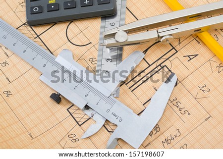 mechanical circuit, a ruler, compass, calipers