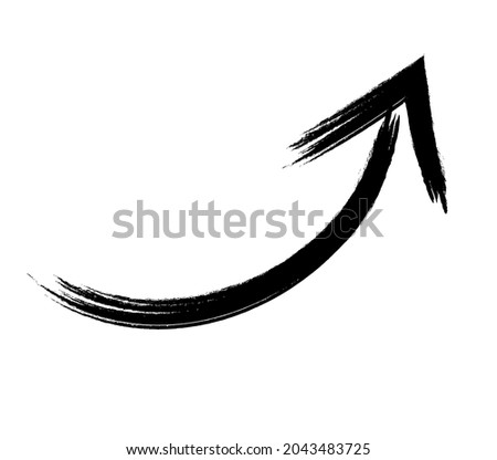 Black hand drawn brush stroke arrow isolated on white. Vectpr Illustration EPS10