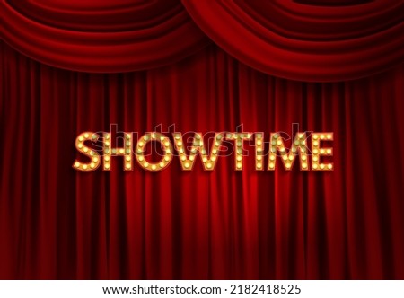 Red Curtain ShowTime Background. Vector Illustration
