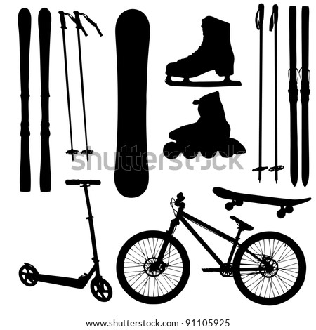 sports Equipment silhouette vector illustration