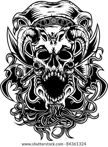 Black And White Skull Stock Vector Illustration 84361324 : Shutterstock