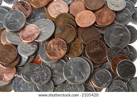 Loose Change (Coins Us) Closeup Stock Photo 2105420 : Shutterstock