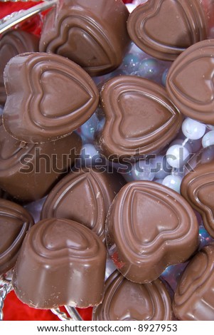 chocolate valentine candy shaped like hearts