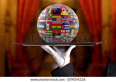 Glossy Flag Globe with different country flags