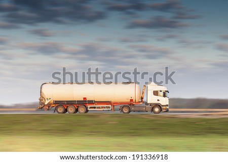 STUPINO DISTRICT, MOSCOW REGION, RUSSIA - MAY 01: Heavy truck on highway M-4 \