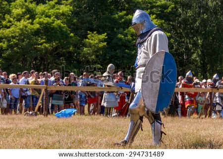 Vileyka, Belarus - July 4: Historical medieval festival honor Knight is on the battlefield2015