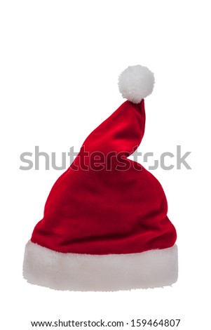 Red Christmas Santa hat isolated on a white background