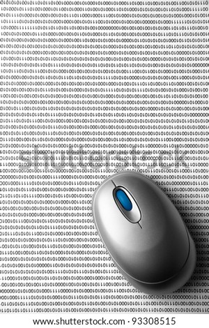 Computer mouse on binary code background