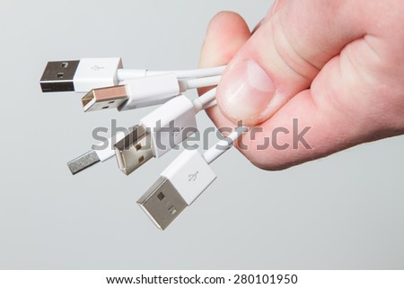 hand with USB connectors