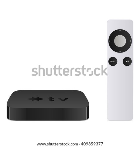 Smart tv with remote, modern airplay television, vector illustration isolated on white