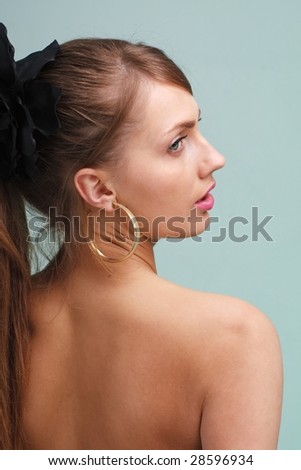 Female profile. Beautiful young woman close up.
