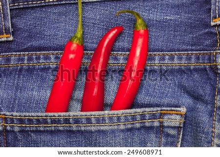 red hot chili peppers in a jeans pocket