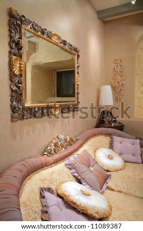 luxurious interior drawing-room with sofa and pillow