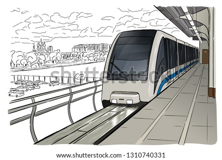 Hand drawn sketch Moscow light metro station