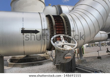 Big steel pipe line with insulation in chemical plant