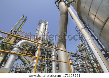 Oil and chemical industrial plant with blue sky in winter season