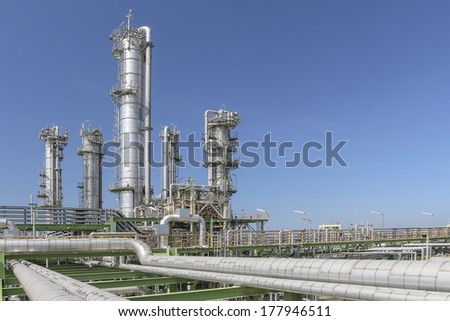 Oil and chemical plant with blue sky