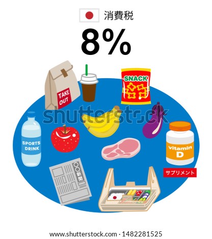 Japanese consumption tax rates ,8% icon set -Japanese word means 