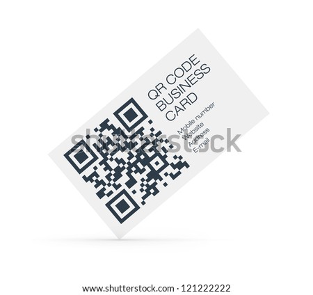 Business card with QR code data information. Isolated on white.