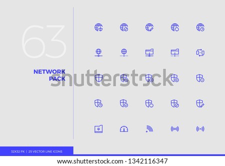 Simple line icons pack of computer network server connection. Vector pictogram set for mobile phone user interface design, UX infographics, web apps, business presentation. Sign and symbol collection.