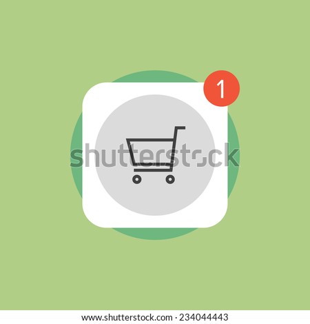 App store shopping cart with update symbol, online mobile application download button. Flat icon modern design style vector illustration concept.