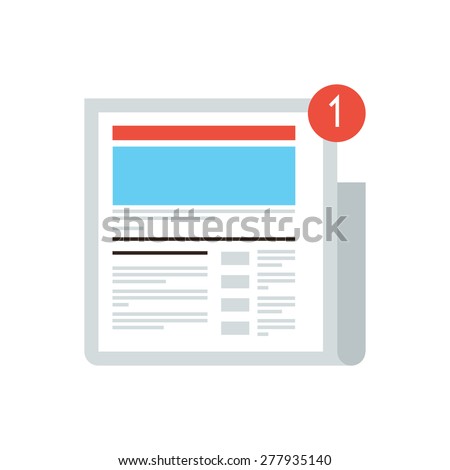 Thin line icon with flat design element of news update message mark, new digital content, social media blog, internet newspaper, latest news article. Modern style logo vector illustration concept.