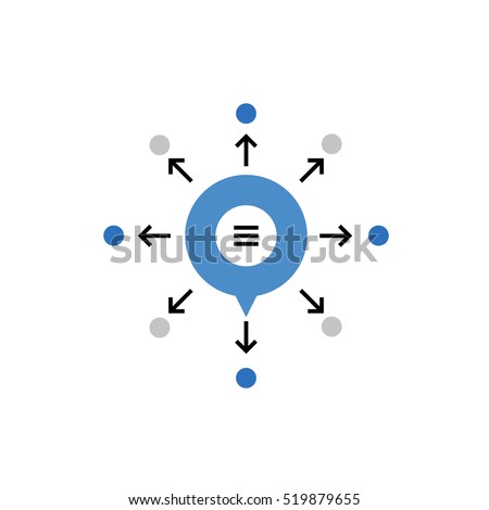 Modern vector icon of abstract viral marketing channels and content promotion. Premium quality vector illustration concept. Flat line icon symbol. Flat design image isolated on white background.