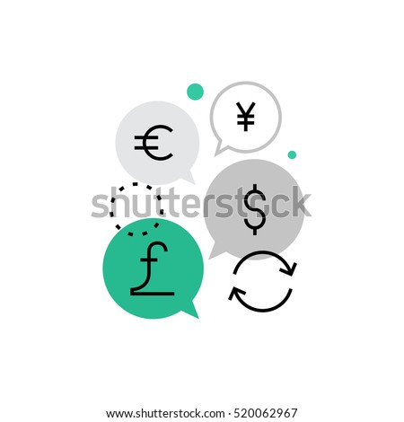 Modern vector icon of currency exchange function, money converting and circulation. Premium quality vector illustration concept. Flat line icon symbol. Flat design image isolated on white background.
