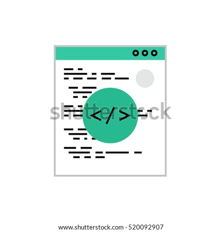 Modern vector icon of coding script, web development and programming optimization. Premium quality vector illustration concept. Flat line icon symbol. Flat design image isolated on white background.