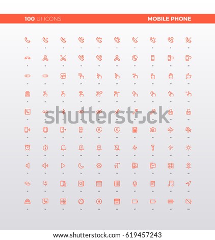 UI icons of mobile app interface menu settings, hand gesture control elements, mobile phone general information. 32px simple line icons set. Premium quality symbols and sign web logo collection.