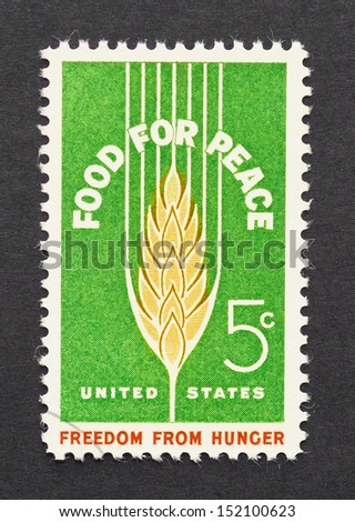 UNITED STATES - CIRCA 1963: a postage stamp printed in United States to commemorate the Food for Peace organization, circa 1963.