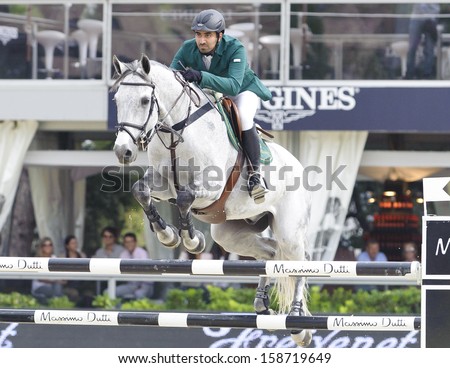 BARCELONA - SEPTEMBER 28: Prince Abdullah Bin Miteb rider in action during the Furusiyya Nations Final Cup in Real Club Polo Barcelona, on September 28, 2013, Barcelona, Spain.