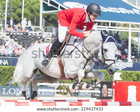 BARCELONA - OCTOBER 09: Ben Asselin rider in action during the CSIO Coca-Cola Trophy in Real Club Polo Barcelona, on October 09, 2014, Barcelona, Spain.
