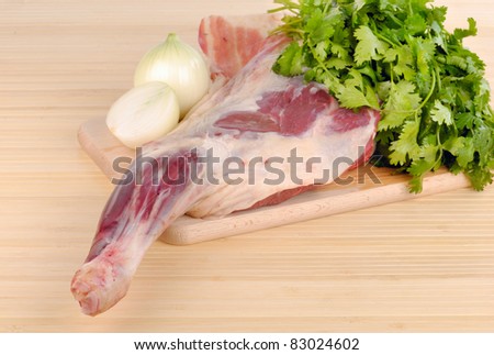 raw lamb meat with onion and spices