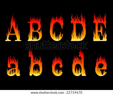 Vector Illustration Of Letters A To E In Flames - 22719670 : Shutterstock