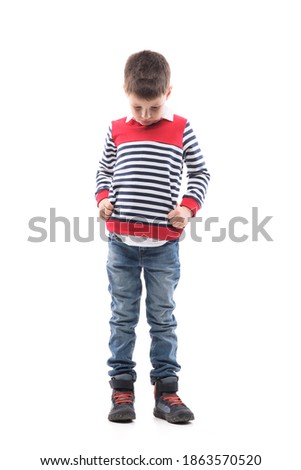 Similar – Image, Stock Photo Sad boy looking down in studio