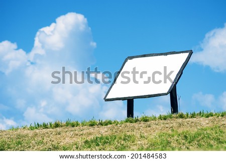Blank empty advertising panel outdoors in the park