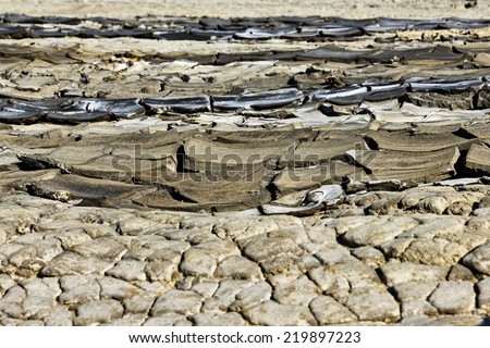 Dried rivers of mud from Mud Volcanoes Buzau Romania