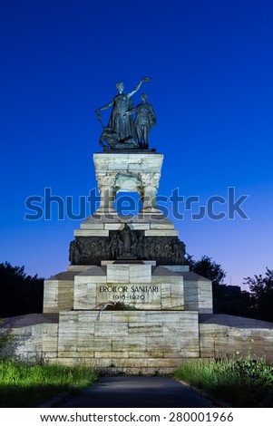 Monument of Sanitary Heroes in Bucharest, Romania,  located in the Heroes Square, near the National Opera